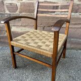Vintage armchair in wood and rope, 1960s