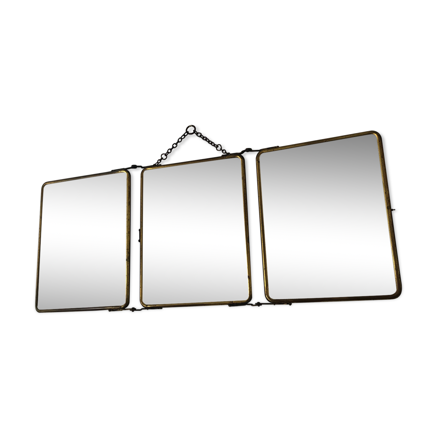 Gold vintage triptych barber mirror, 1920, 27x66cm