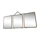 Gold vintage triptych barber mirror, 1920, 27x66cm