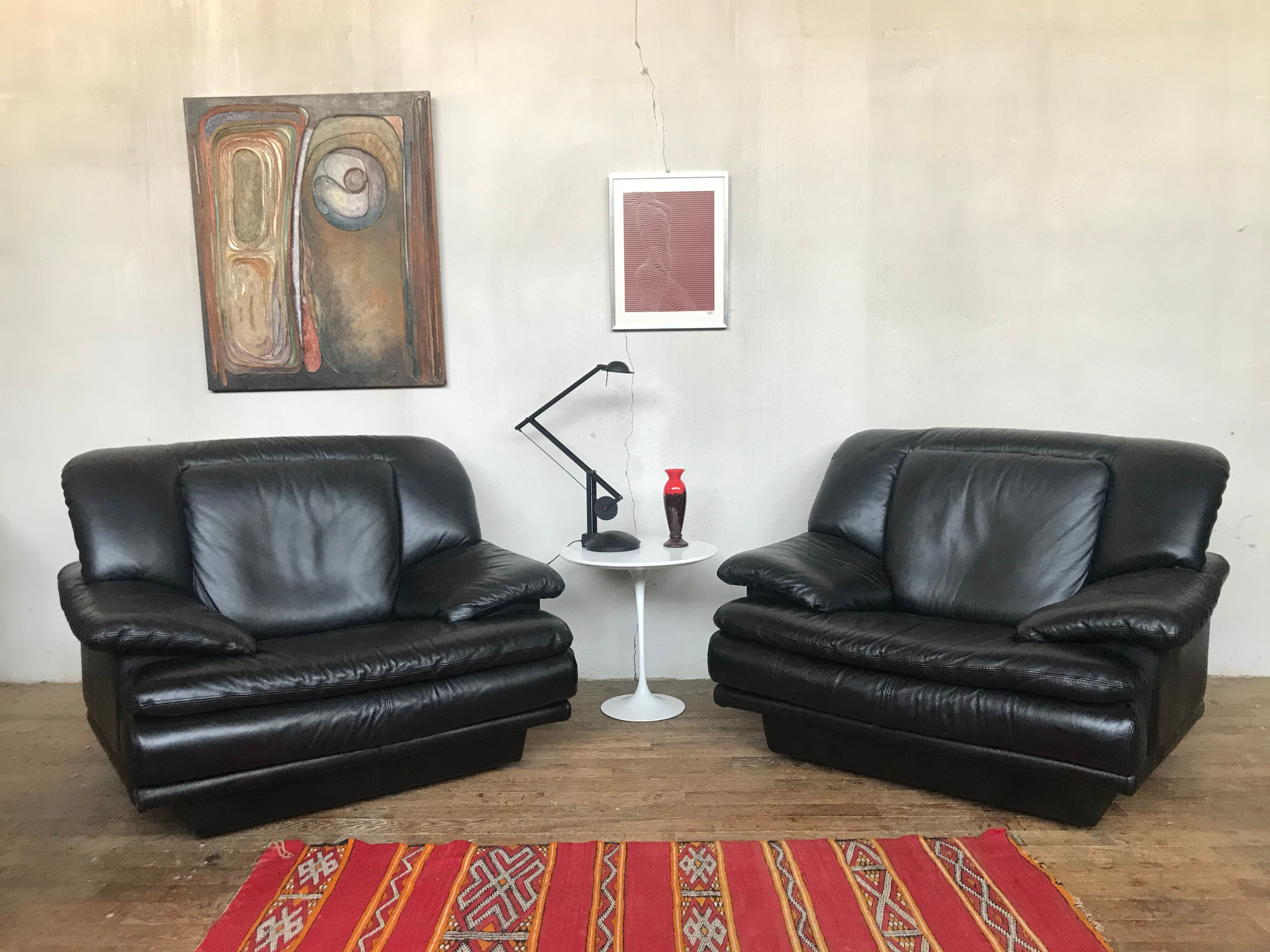 Authentic vintage armchairs leather Italian style quality top 1970