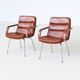 Geoffrey Harcourt pair of armchairs in leather Artifort The Netherlands 196