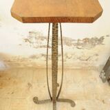 Wrought Iron and Wood Side Table - Art Deco Side Table - Column Furniture