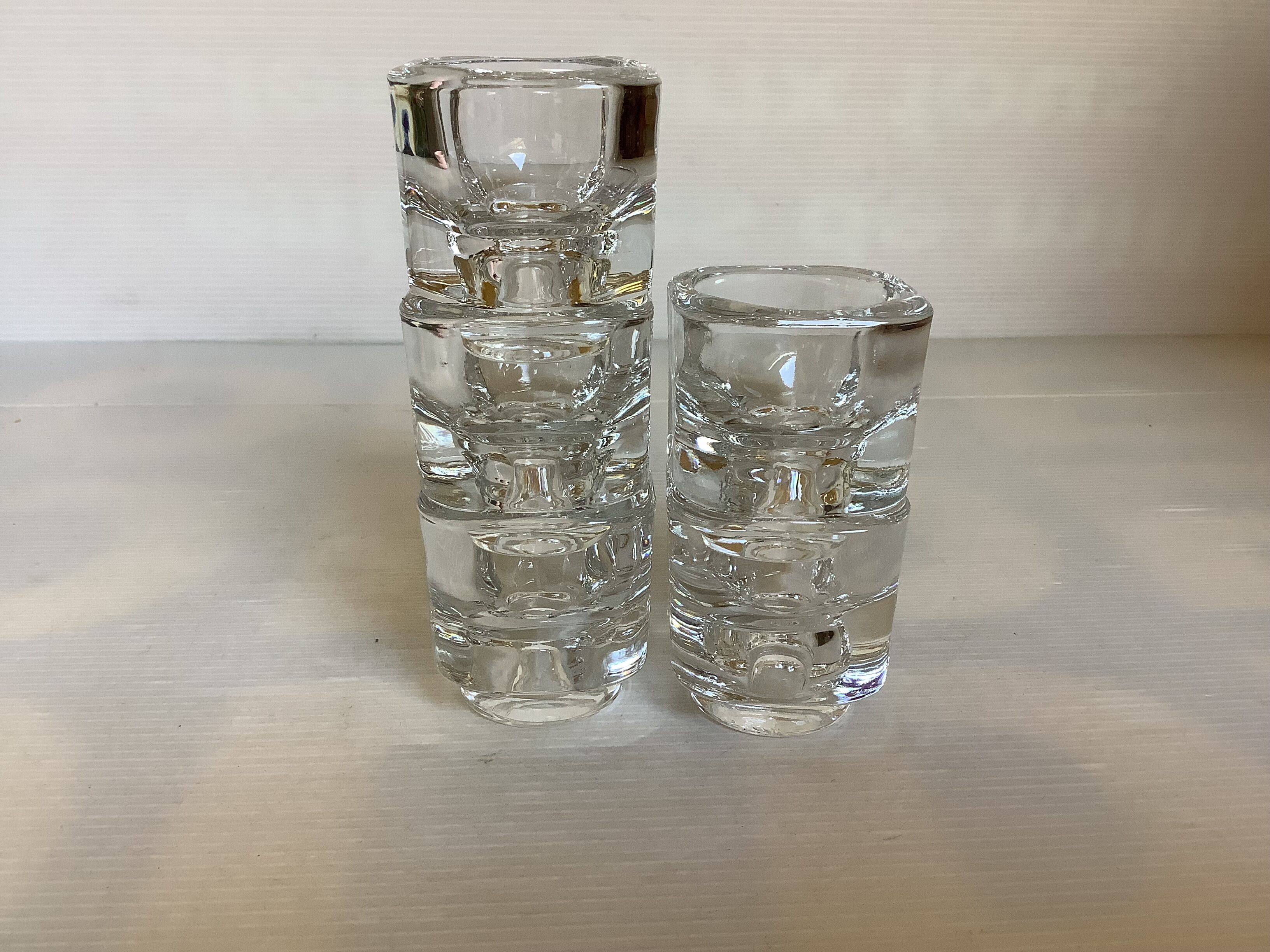 Five candle holders or egg cups designed by Joe Colombo.
