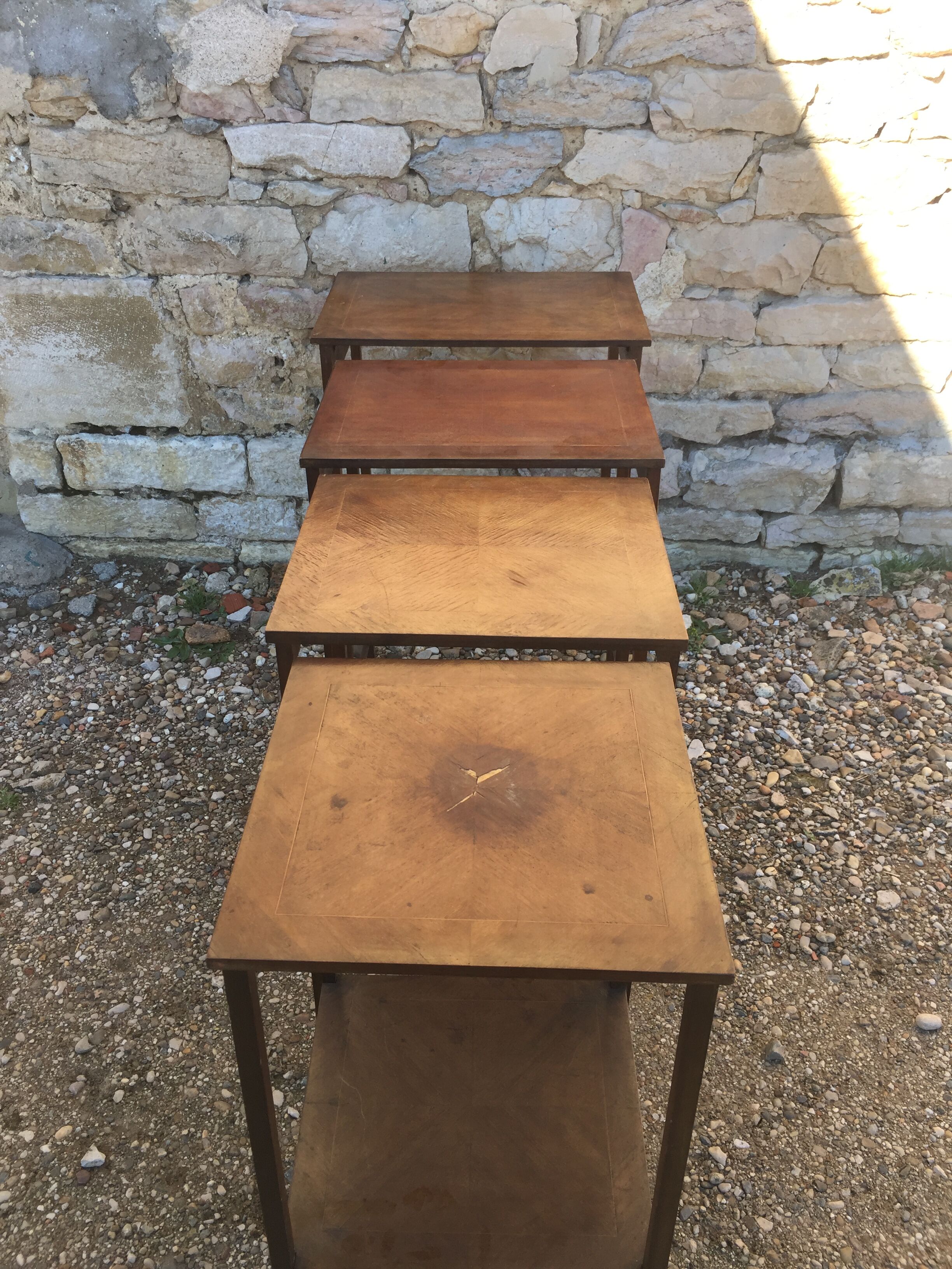 Pull-out tables old marquetry