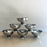 6 vintage stainless steel dessert bowls, 1960s
