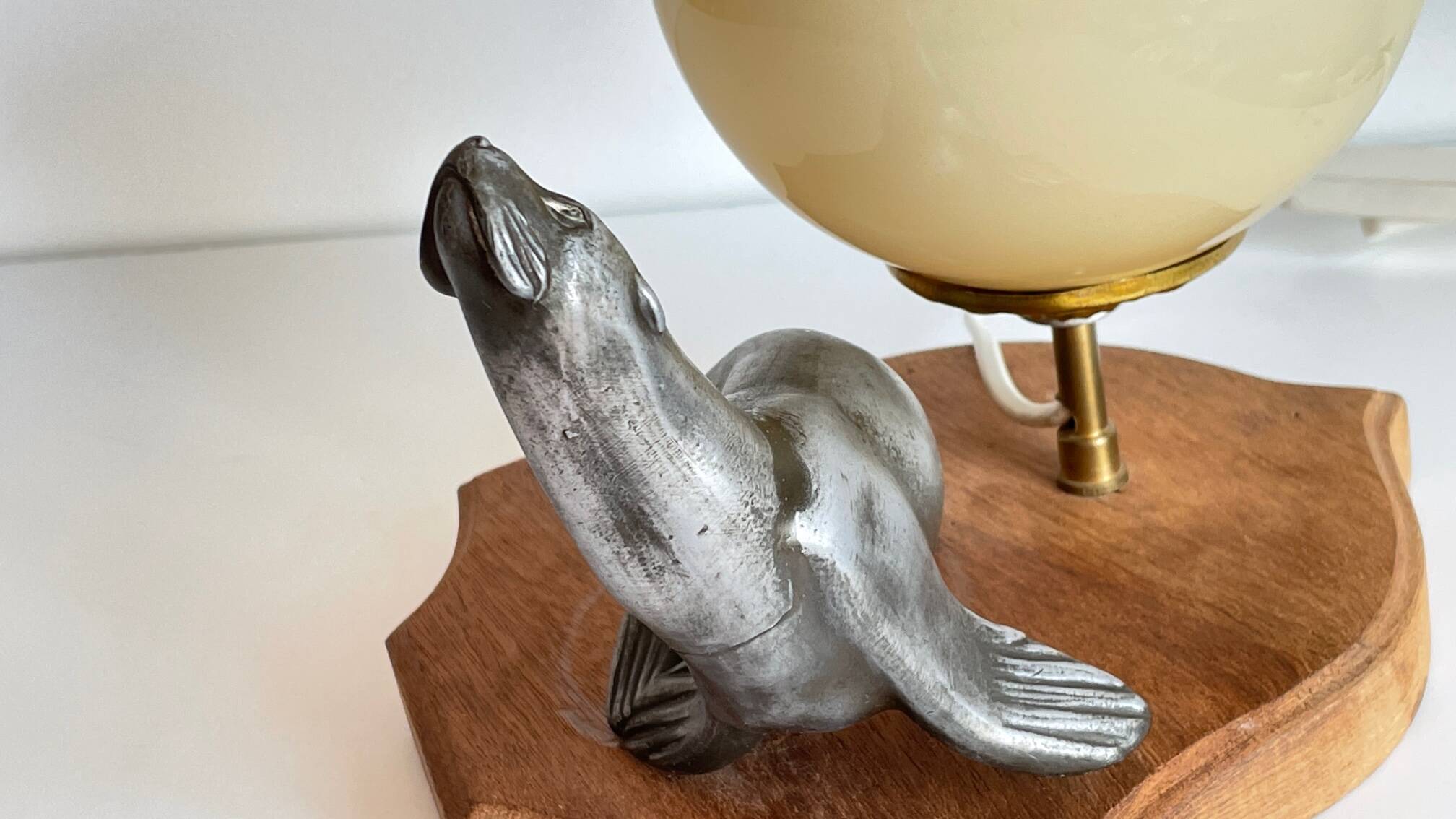 Art Deco Sea Lion blown glass lamp