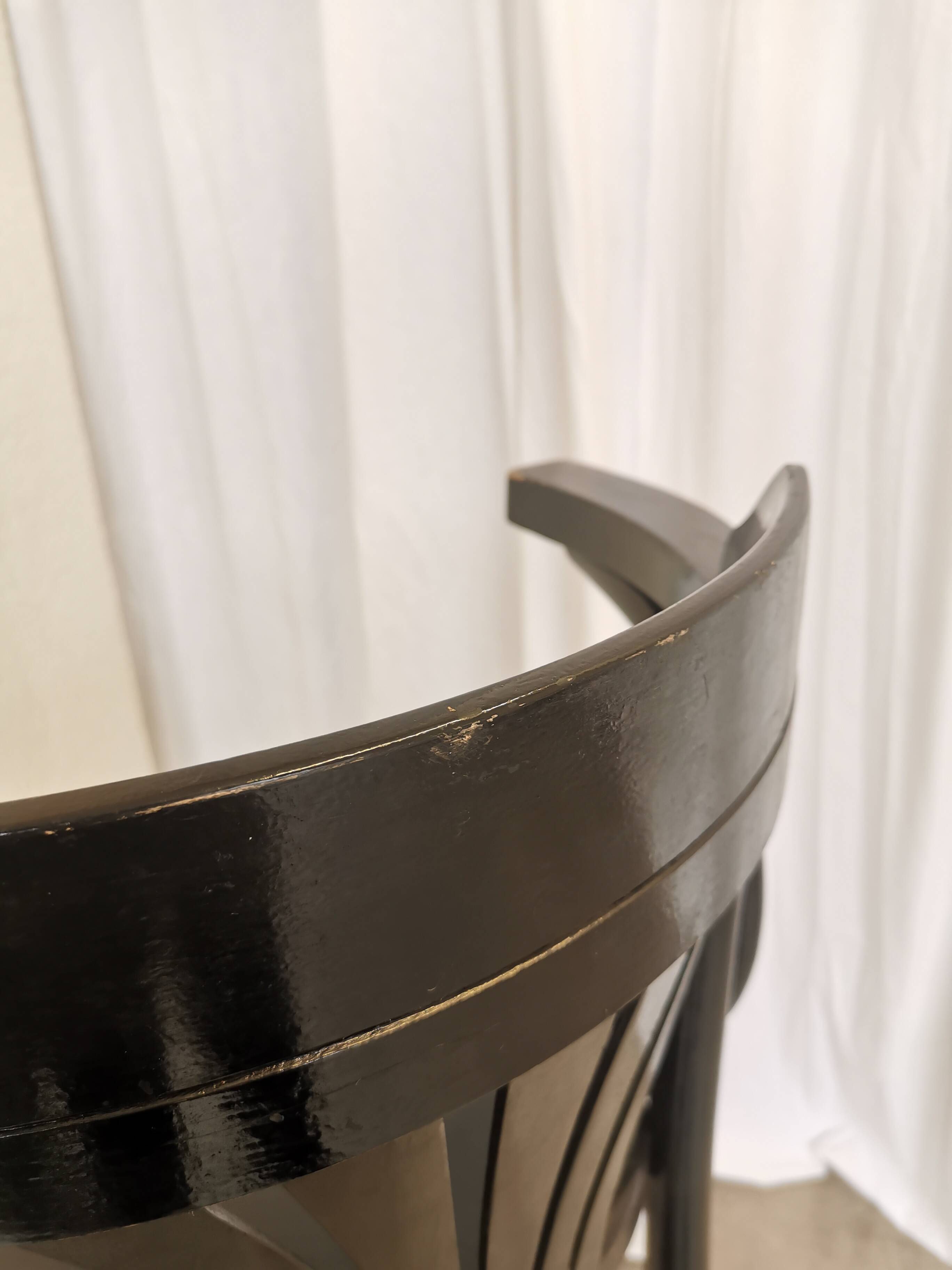 Chaise de bar vintage en bois courbé noir, style Thonet, milieu du XXe siècle (années 1970)