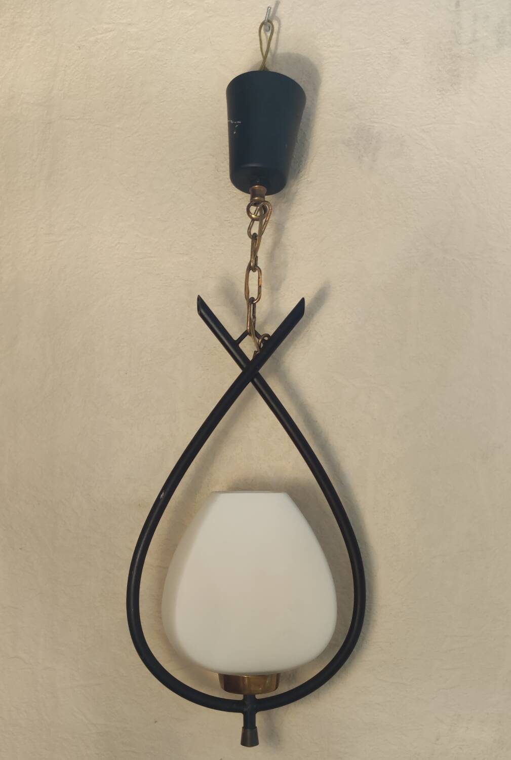 Old Arlus Pendant Lamp/Opaline Metal/1950s/Design Lighting