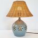 Vintage lamp in stoneware & rattan 1970