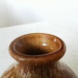 Vase vintage en céramique brune : décoration bohème yougoslave des années 1970