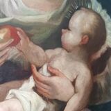 Peinture à l'huile ancienne sur toile, Vierge à l'Enfant, XVIIIe siècle