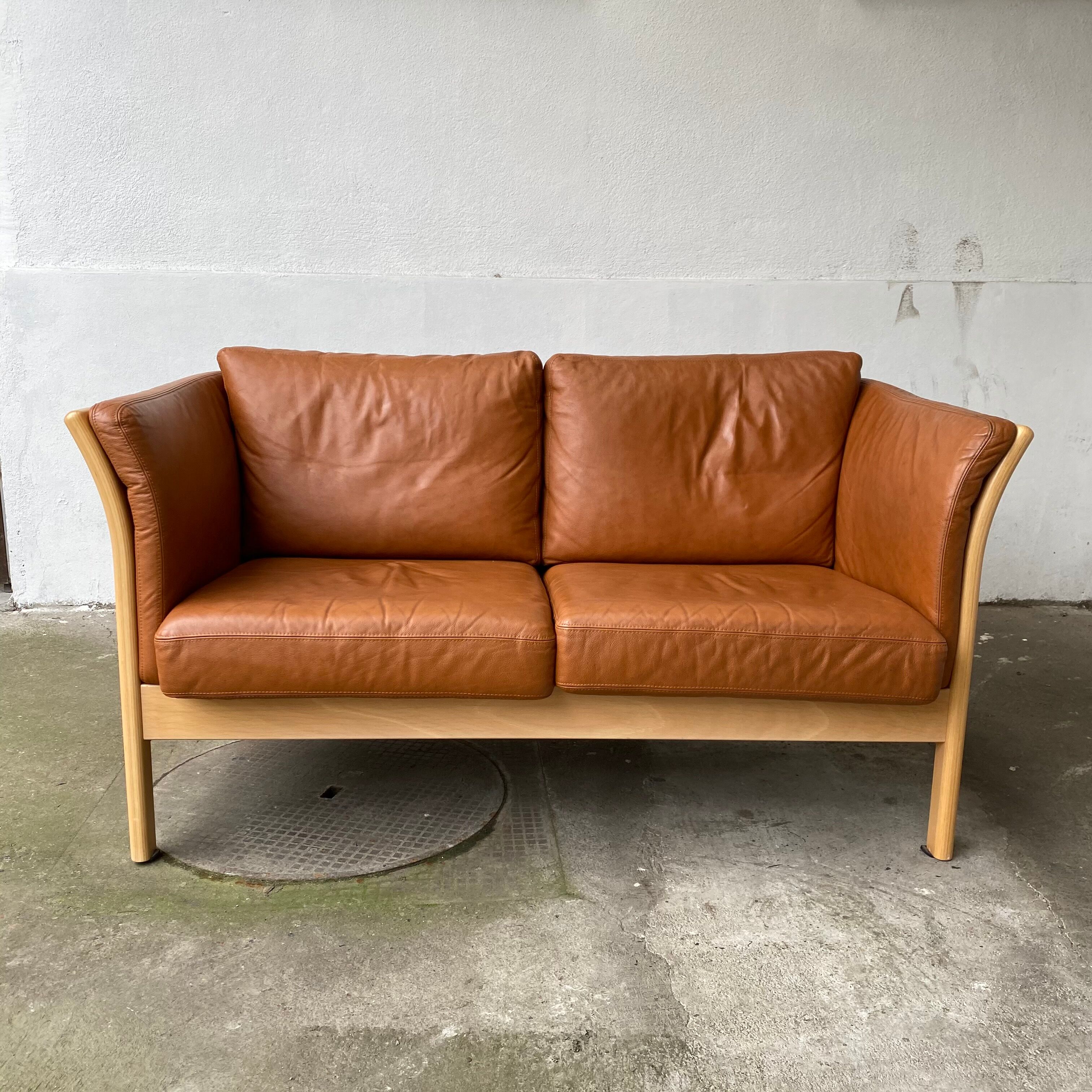 Sofa 2 seater Danish by Mogens Hansen- Cognac Leather