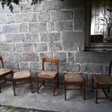 Set of 3 chairs and 2 Scandinavian stools