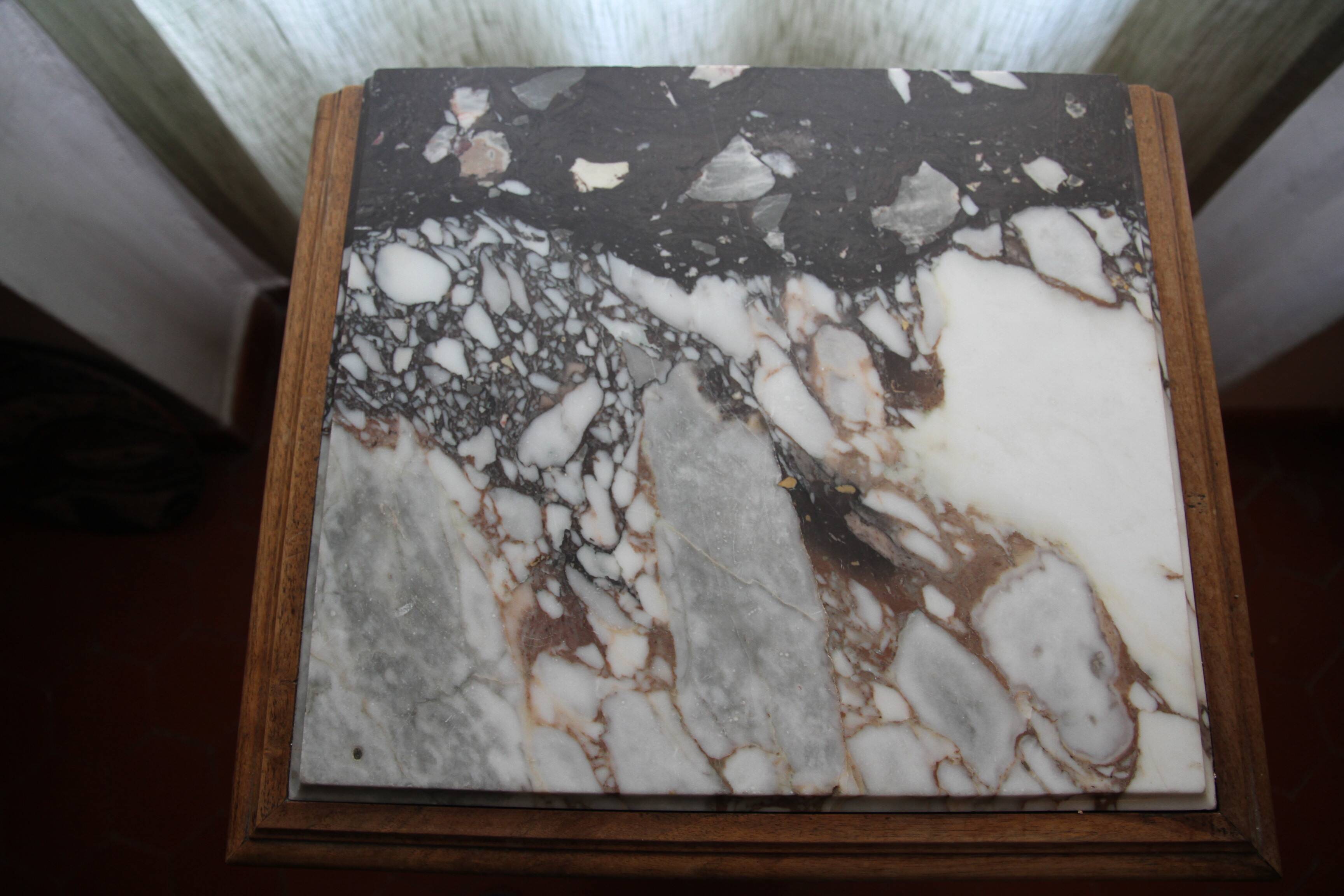 Wooden and marble bedside table