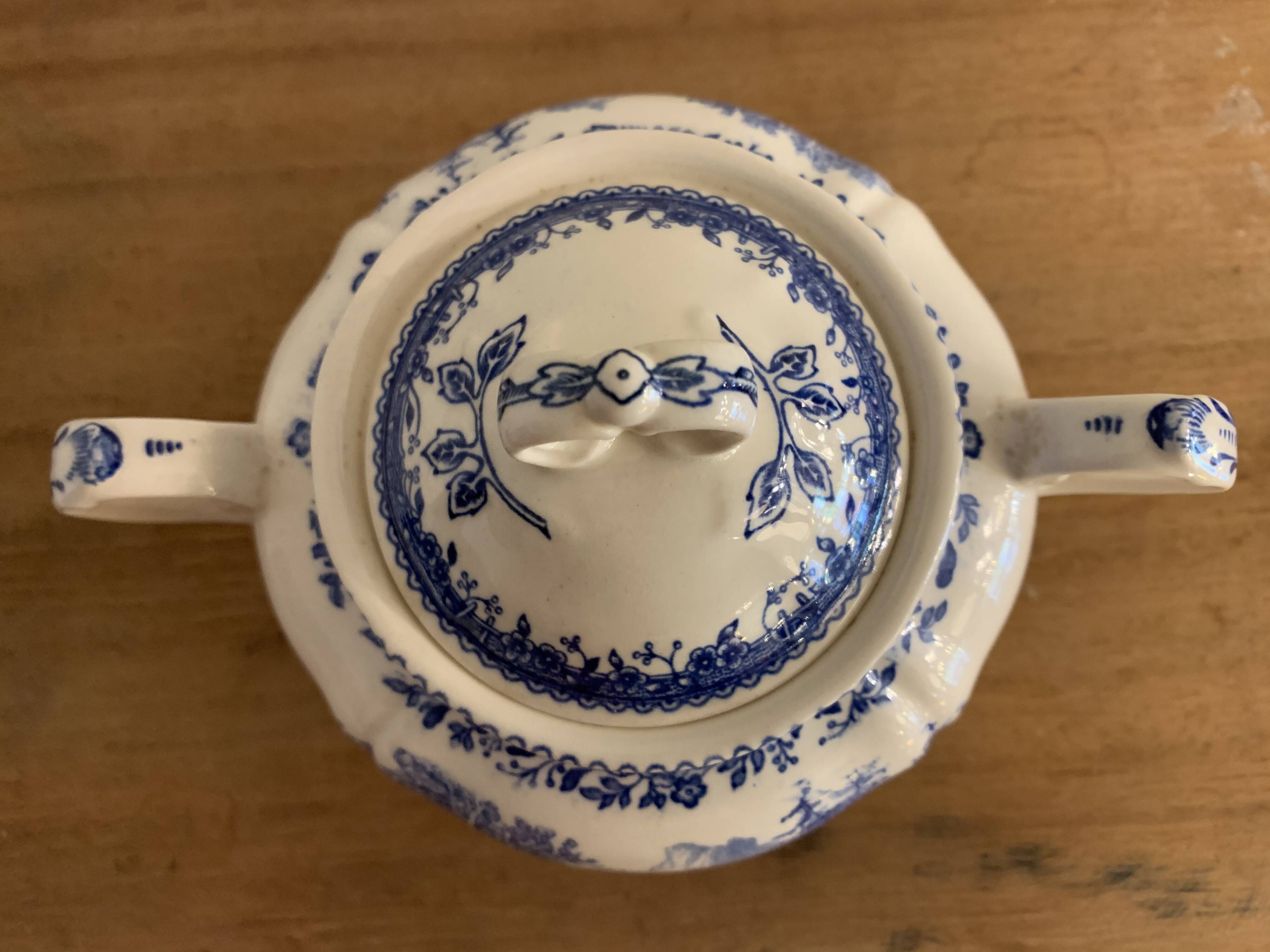 Villeroy and Boch Burgenland blue and white sugar and milk pots