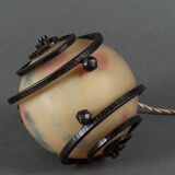 Art Deco night light lamp hammered ironwork 1930 Muller Frères