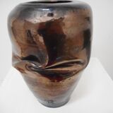 Black folded metallized vase signed