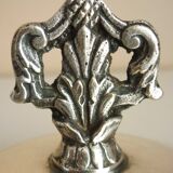 Antique trophy-shaped sugar bowl, silver-plated metal and glass verrine
