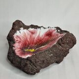 Empty pocket in vintage enamelled lava stone, 20 cm