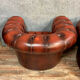 Pair of Chesterfield club armchairs in burgundy circa circa 1920 upholstered leather