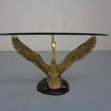 French Swan Coffee Table in Brass and Glass, 1960s