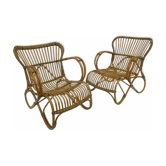 Paire de fauteuils en rotin modèle 8 par Dirk van Sliedregt Rohe Noordwolde 1960
