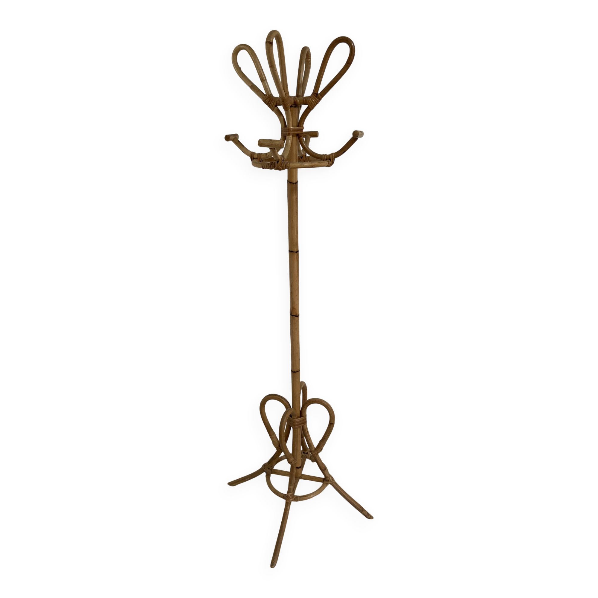 Vintage 50's rattan parrot coat rack