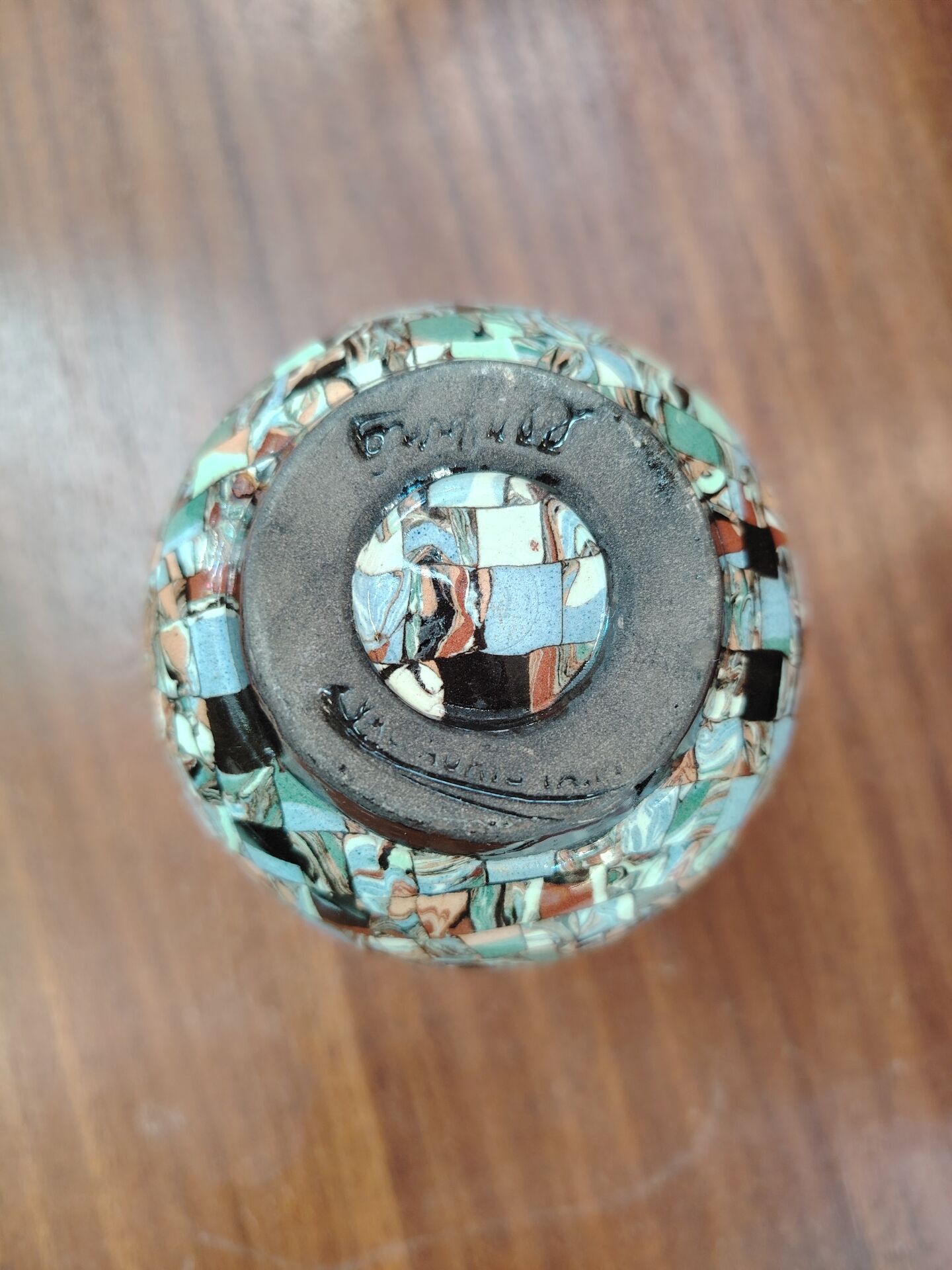 Small round ceramic art vase Valauris