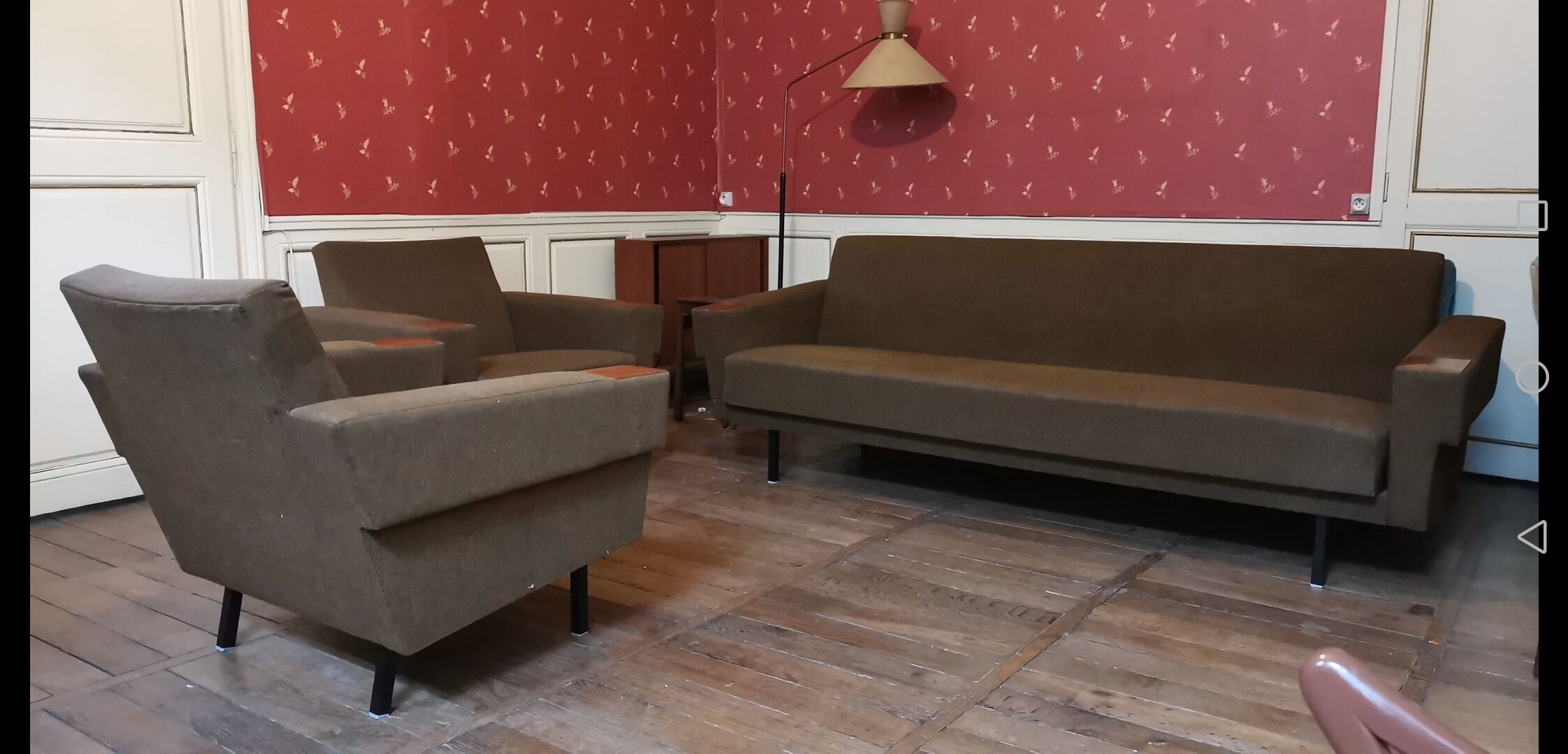 Sofa sofa daybed convertible 60 years 70 khaki