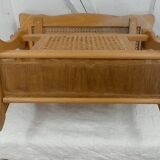 Magazine rack in wood and canework, vintage.