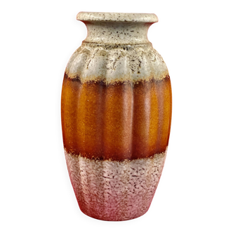 Vase moderniste godrons sheurich 205-40 lava orange  w.germany vintage alle