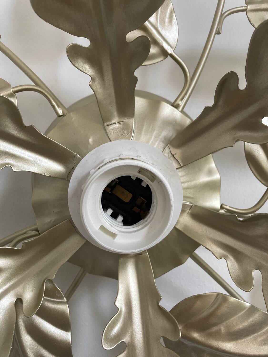80s gold metal flower wall light