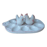 Old Vintage White and Pink Ceramic Egg Display Dish