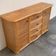 Vintage curved rattan sideboard, coastal credenza, wicker cabinet, boho buffet