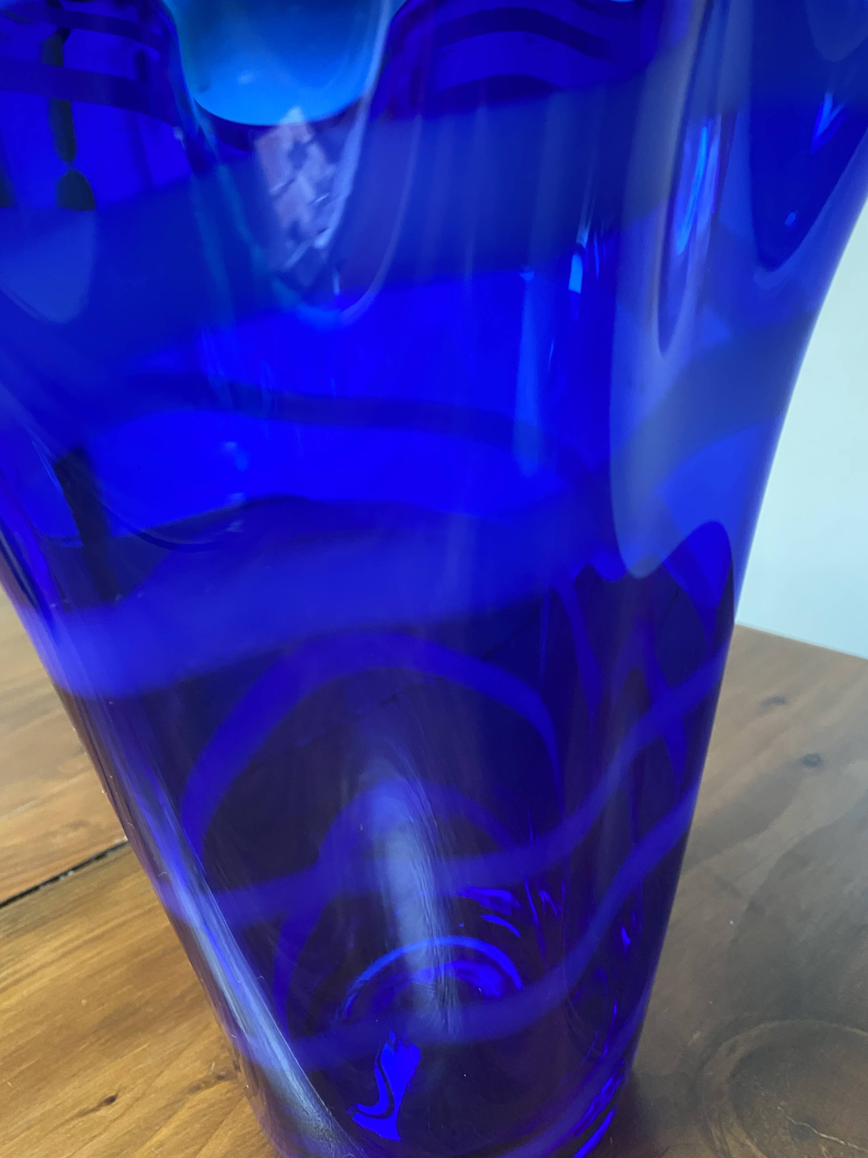 cobalt blue handkerchief vase