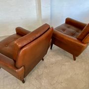 Vintage retro danish mid-century svend skipper club chairs in cognac leathe