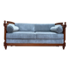Louis XVI style sofa bed – Mahogany-stained beech & blue velvet