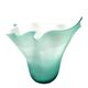 Vase mouchoir opaline turquoise interieur blanc travail fait main art déco