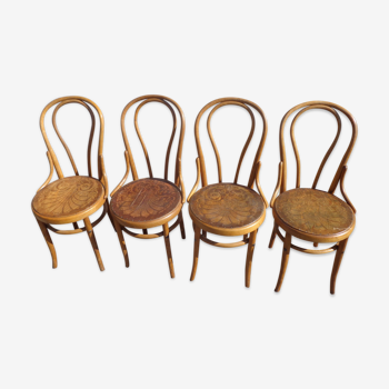 Set of 4 curved wood luterma chairs