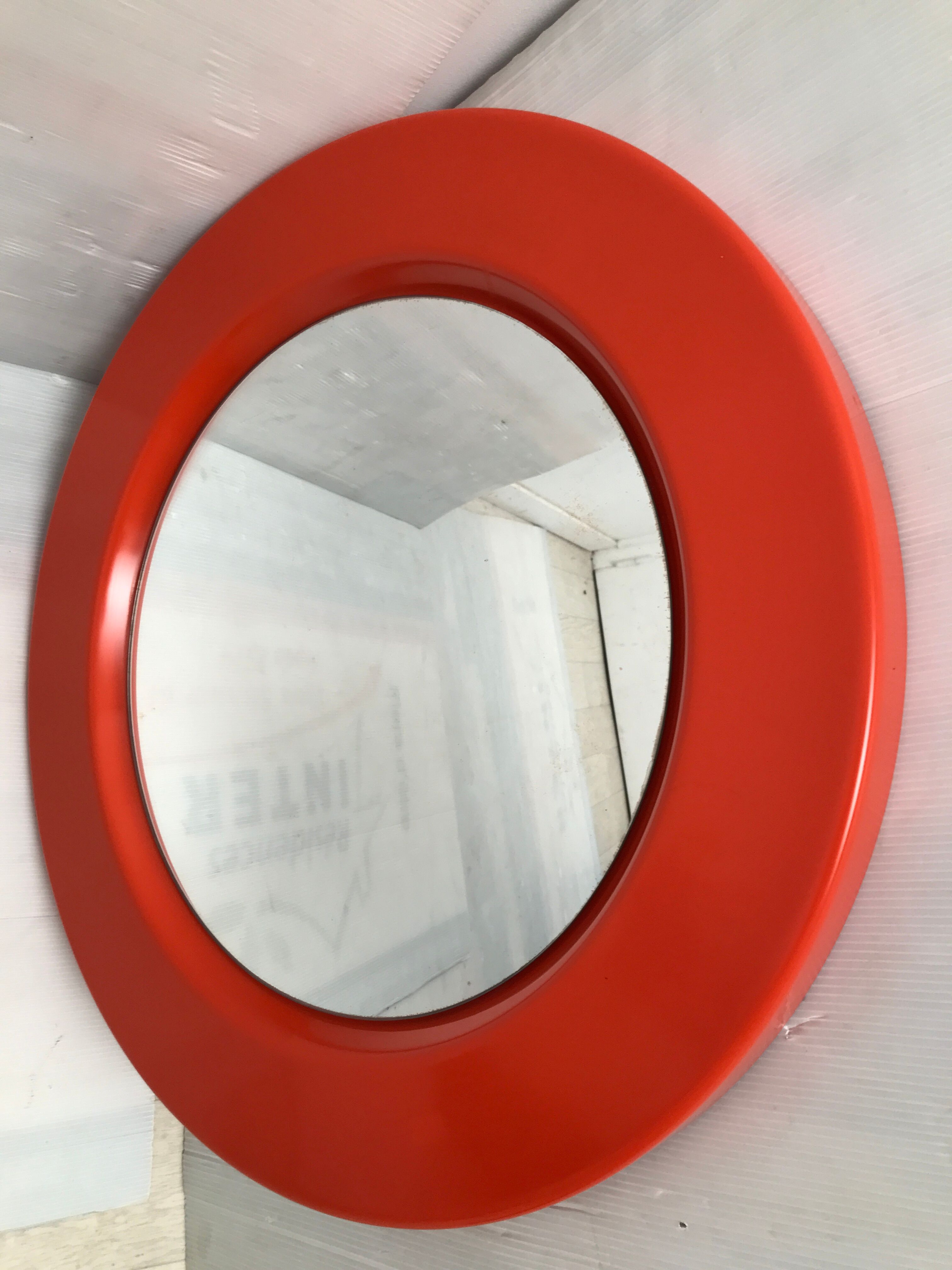 Vintage orange wall mirror from the 60s