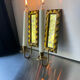 Pair of art deco vintage brass wall candle holders sconces