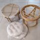 Paire de poufs en rotin et bambou