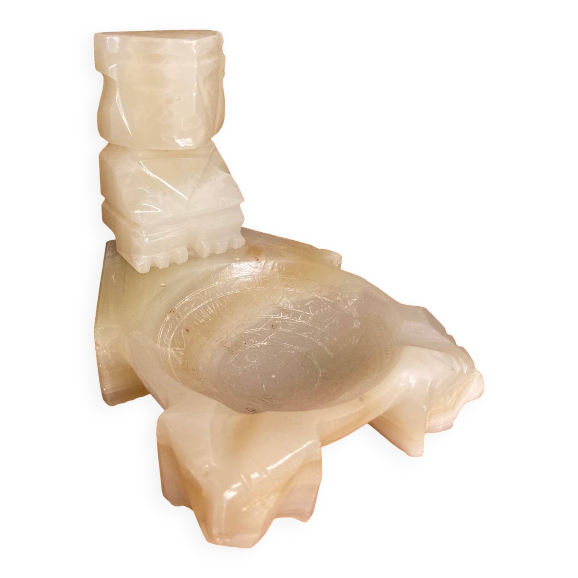 Rare antique alabaster ashtray, South American