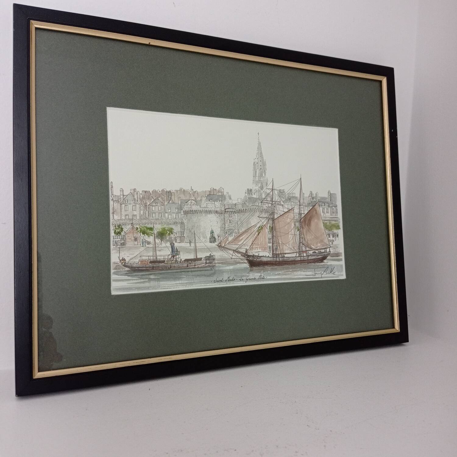 Aquarelle marine signée