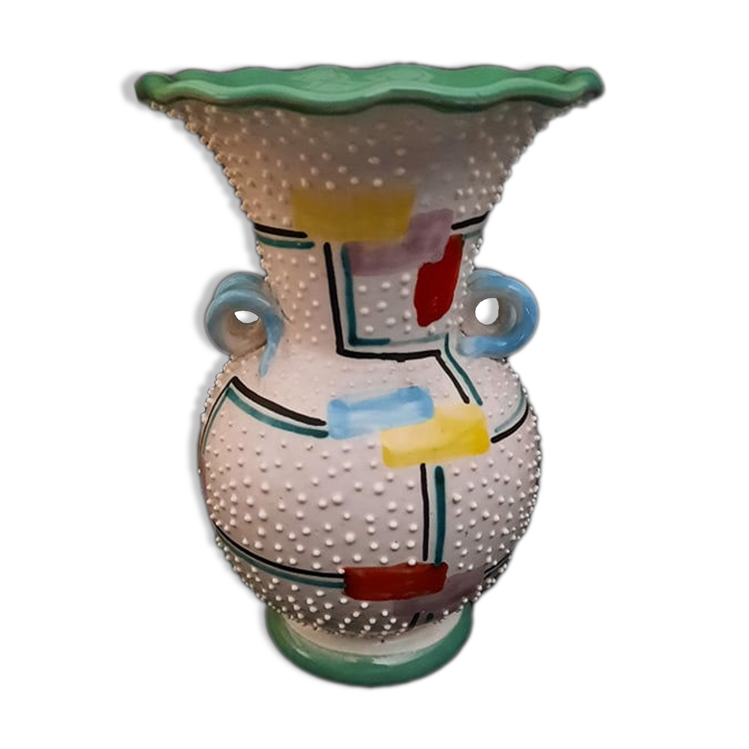 Italian ceramic vase Deruta signed and numbered