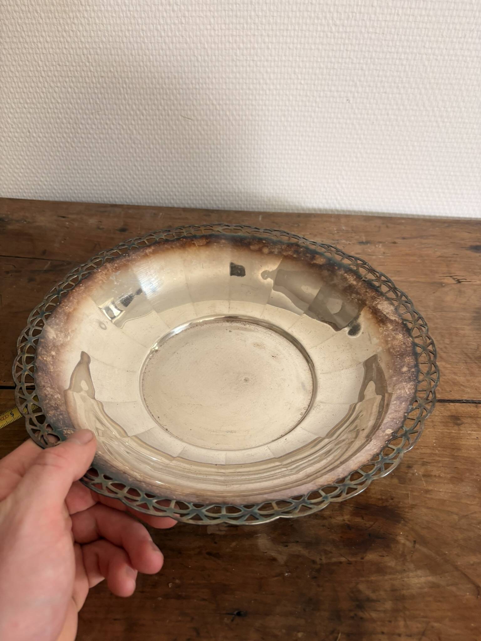 Coupe ajourée en métal argenté vintage