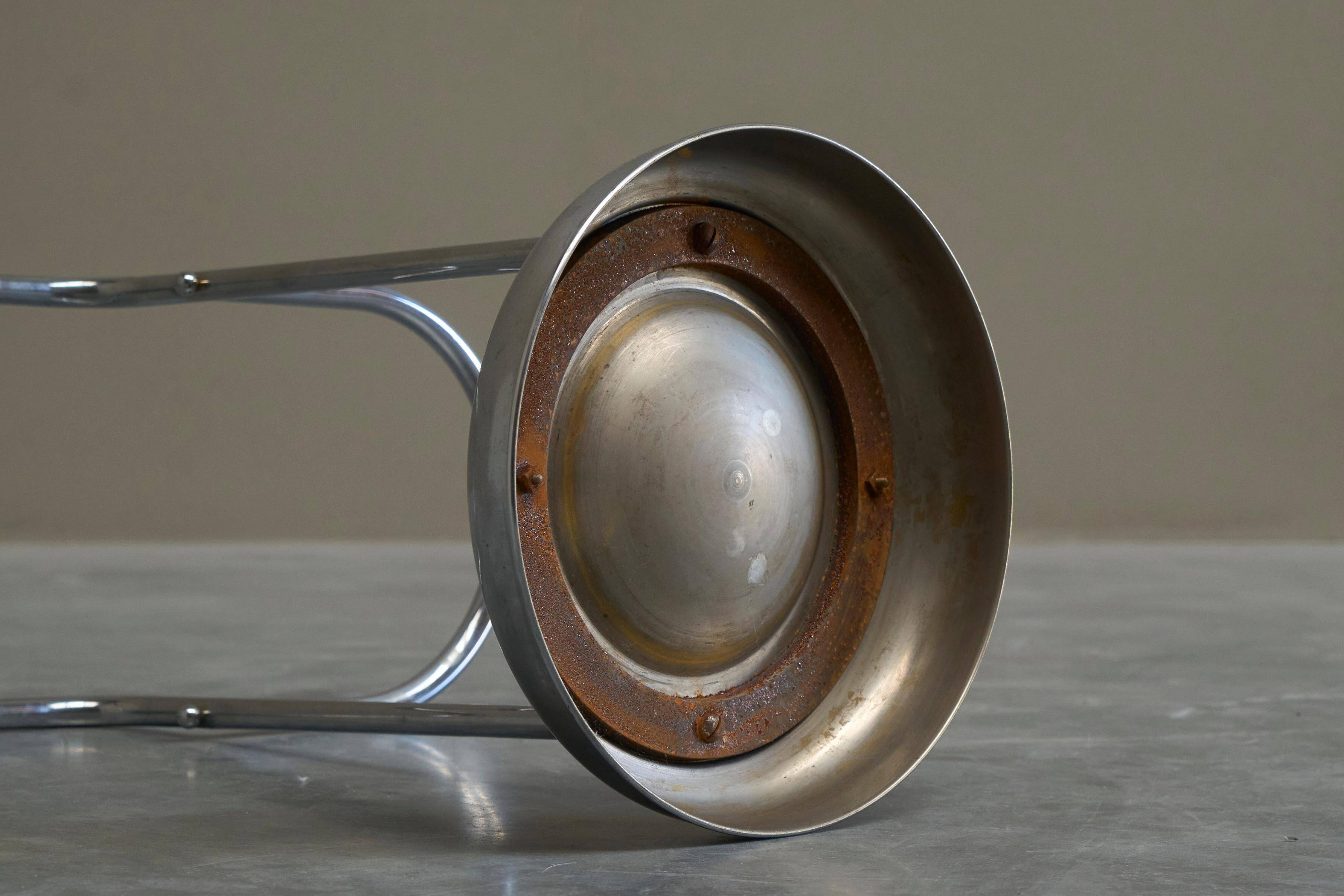 Bauhaus-style umbrella stand in chrome brass, 1960s