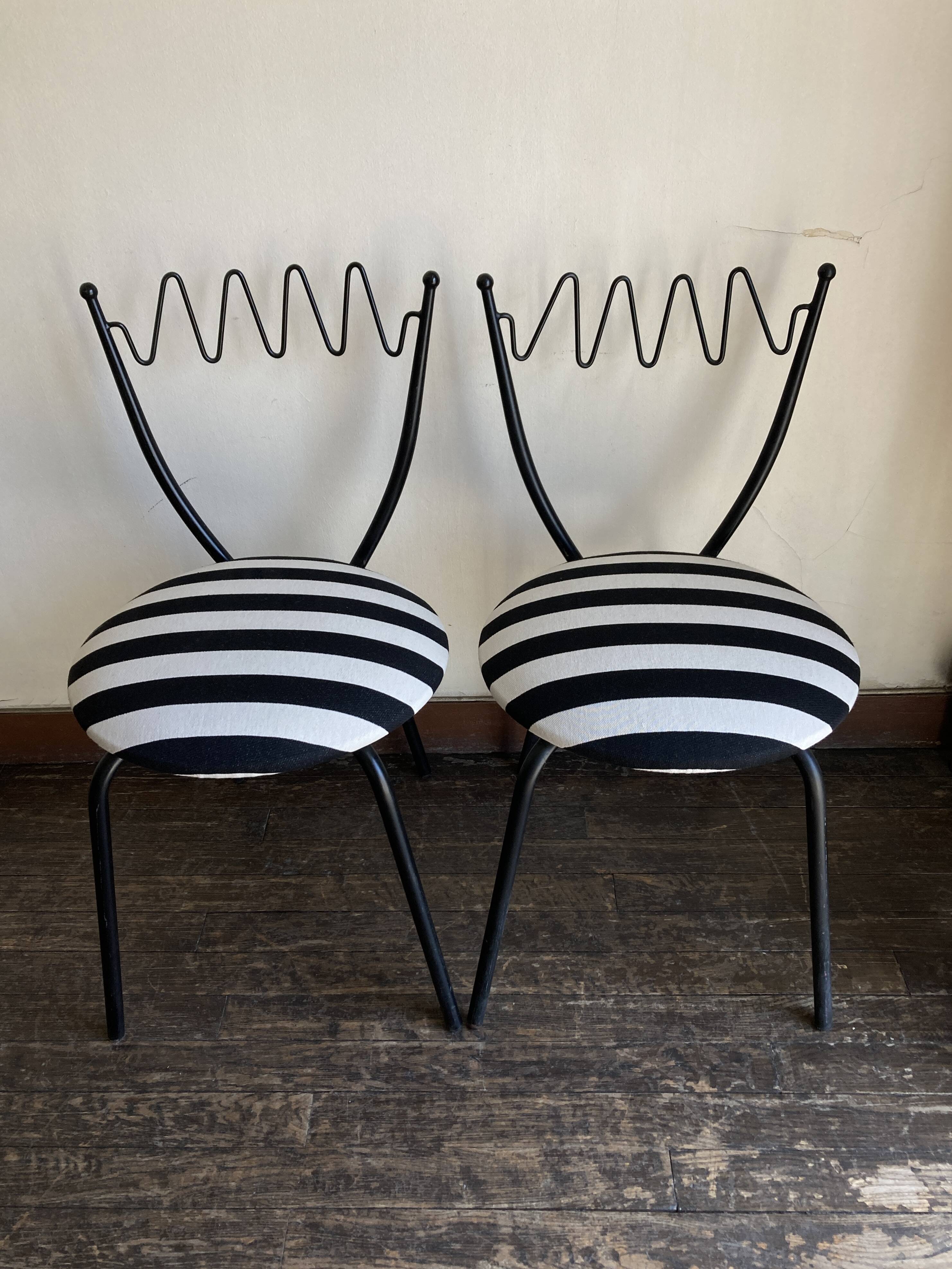 Pair of Barbarian chairs, Italian work, 1980 by Garouste & Bonetti.