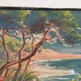 Mediterranean beach, watercolor on cardboard, early 20th century