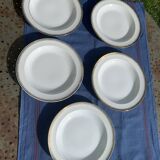 5 Limoges porcelain soup plates stamped UC Limoges France
